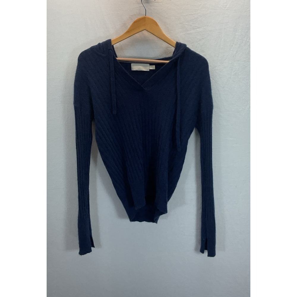 Vineyard Vines 100% Cashmere Hooded Sweater‎ Navy Blue Ribbed Women S Beach Lite